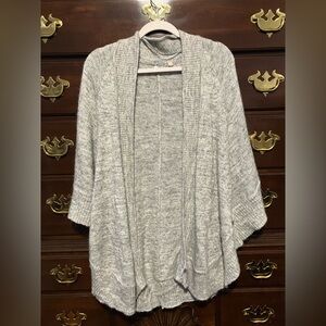 Knitted & Knotted Wool Blend Open Front Cardigan Sweater Gray Women's Size S
